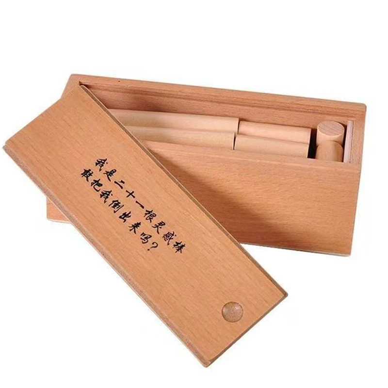 Impossible Brain Teaser Sticks Puzzle Wooden Luban Box Problem Solving Toys For Kids Boys Girls IQ Test Logic Challenges