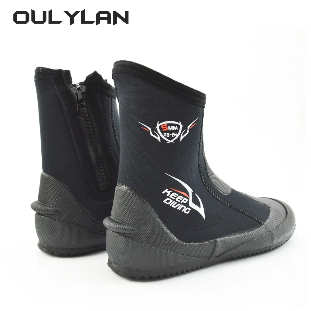 Oulylan 5MM Rbber Diving Boots Slip Waterproof Shoes for Wetsuit Fishing Snorkeling Warming Swimming