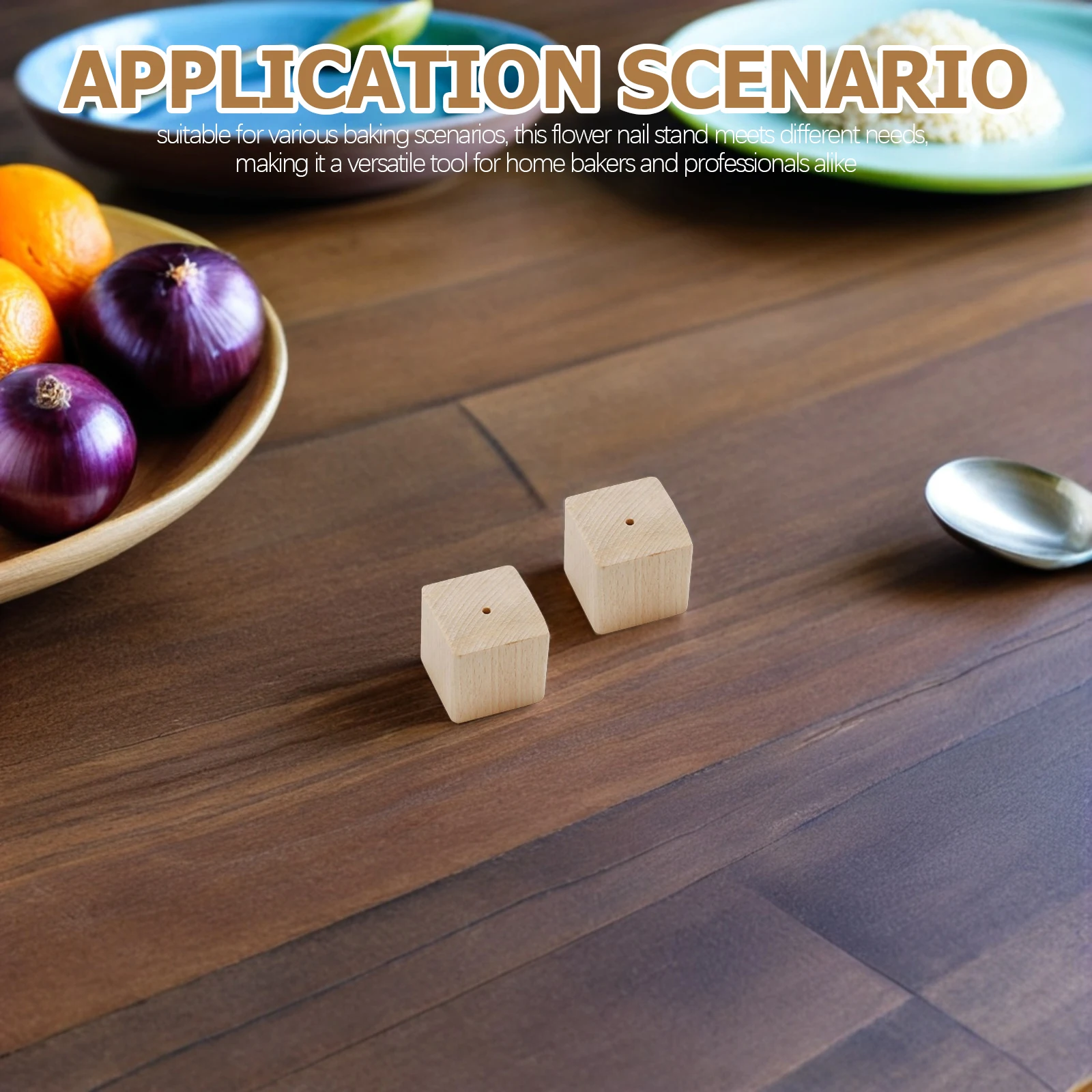 

2pcs Flower Nail Base Wooden Flower Placement Table Stable Decorating Stand For Cake Baking Tools Kitchen Use Baking Supplies