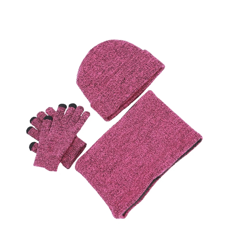 

Hat Scarf Gloves Set Warm Woolen Beanies Ears Knit Balaclava Stretchy Gloves Women Miss Christmas