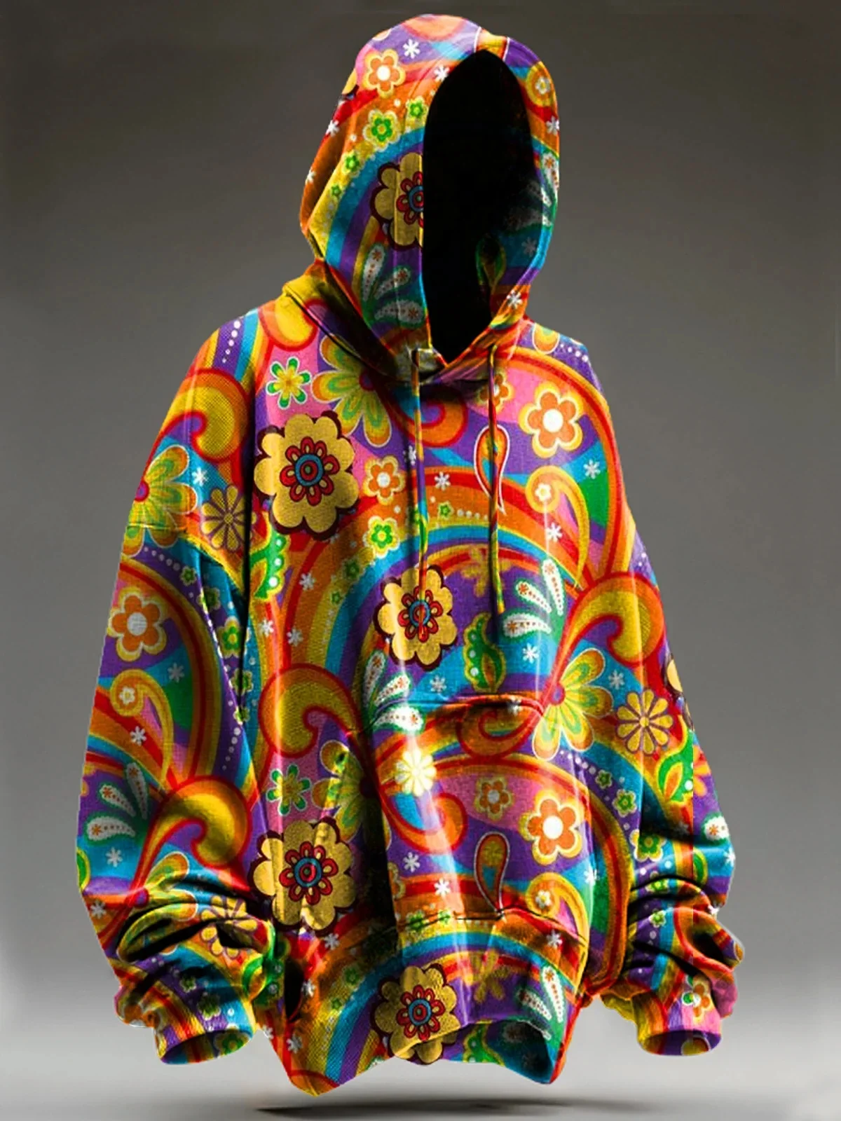 

Retro Multicolor Fantasy Rainbow Floral Art Print Casual Hoodie Sweatshirt 3D Printed Women For Men Hoodies
