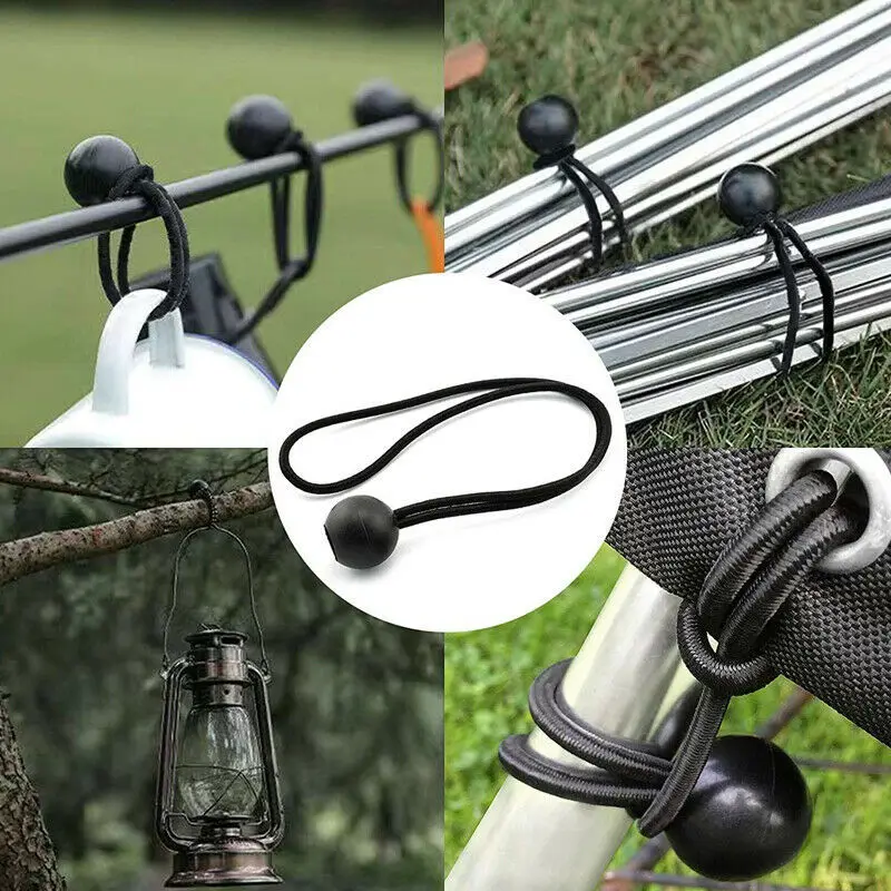 20pcs Plastic Ball Head Bungee Cords Tent High Elastic Ball Bands Trampoline Baggage Belts Tent Tie Outdoor Camping Supplies