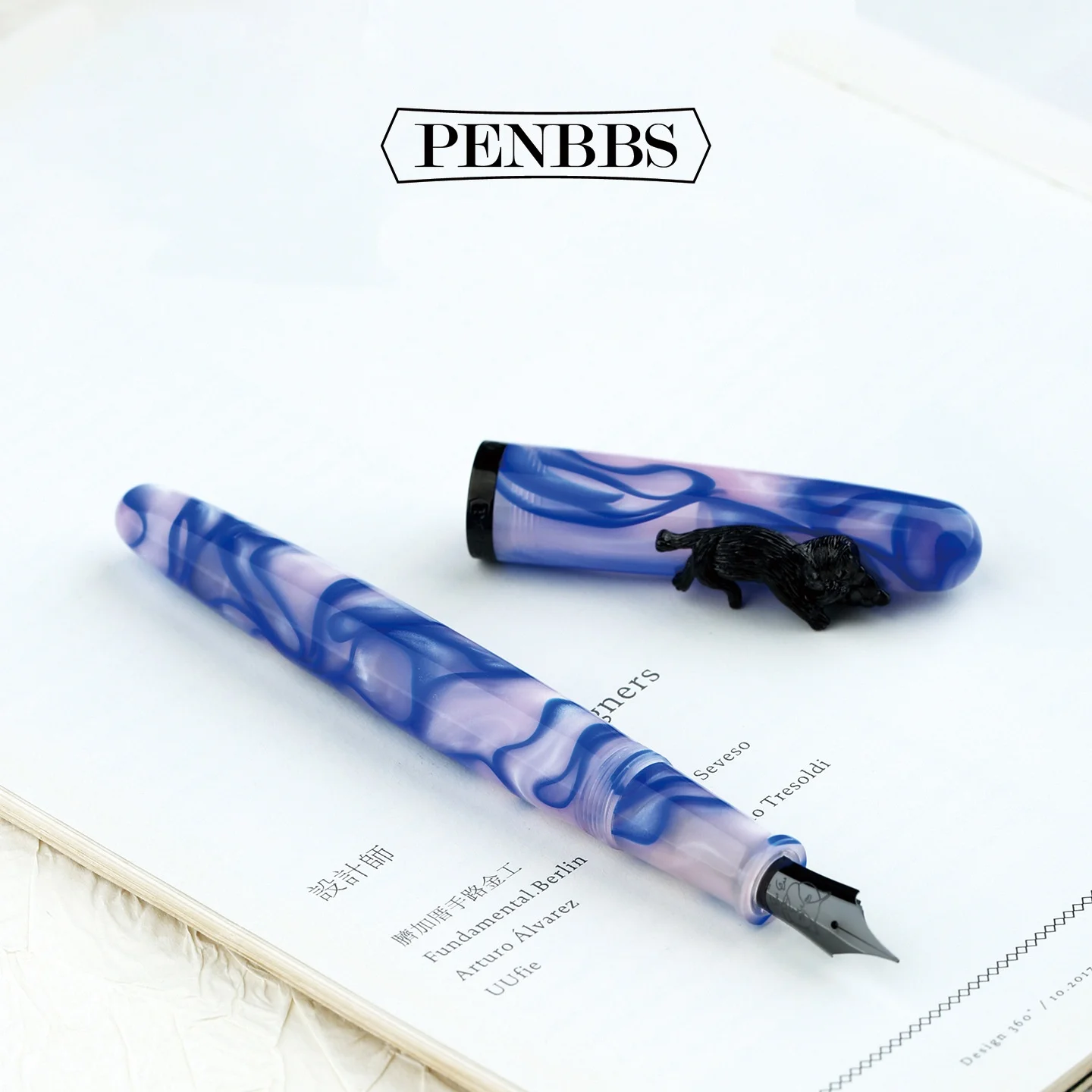 PENBBS 498 Haha Cat Resin Fountain Pen Iridium Tip Universal Writing Pen for Calligraphy & Handwriting Practice Stationery Gift