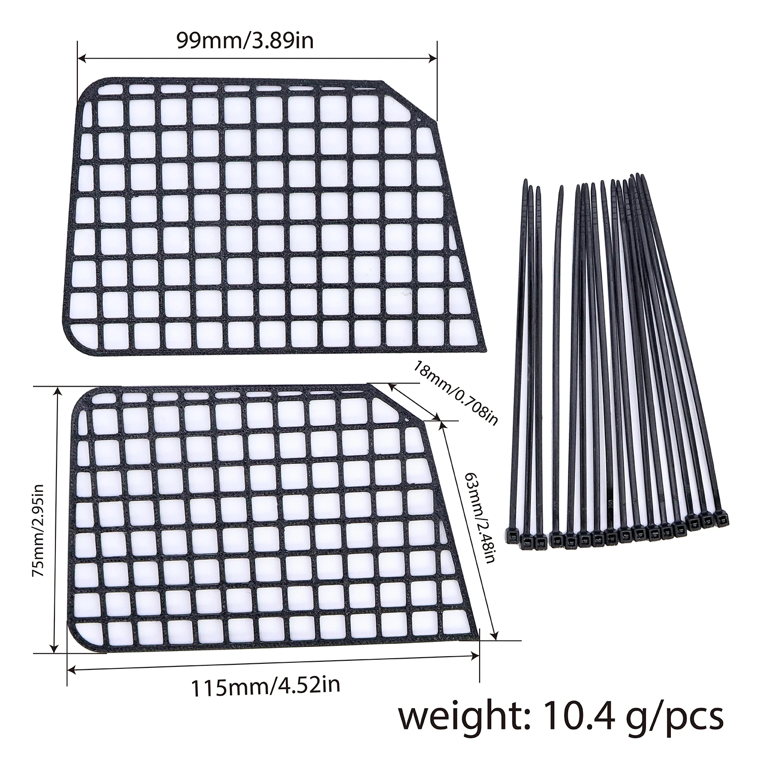2 個のシミュレーション車の窓ネット保護サイドネット装飾ケーブルタイ付き 1/7 トラクサス UDR RC デザートレーサーアップグレードパーツ用