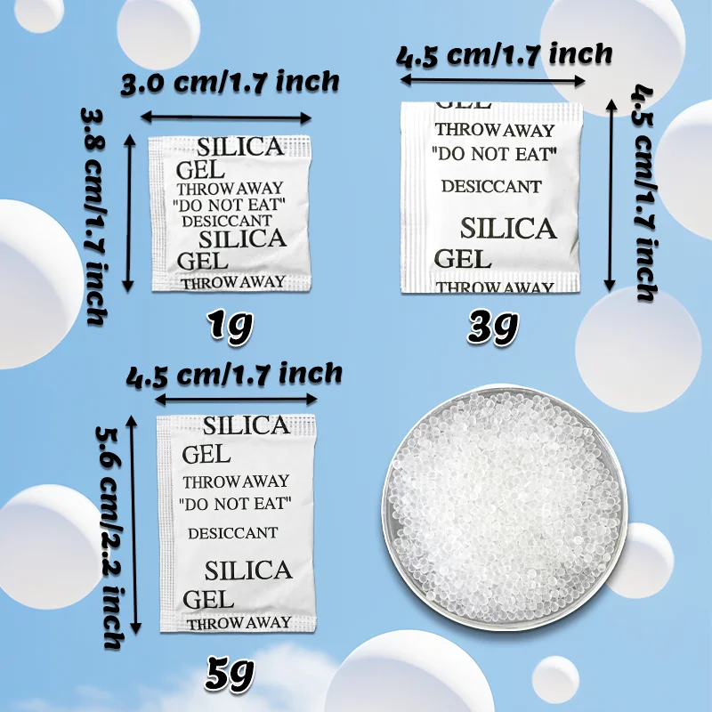 1g/3g/5g 50/100 packs Non Toxic Composite Paper Silica Gel Desiccant Damp Kitchen Room Living Moisture Dehumidifier Absorber Bag