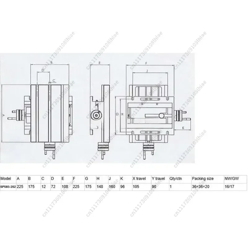 225×175mm XY Cross Slide Work Table With Scale 105×90mm Travel For Drilling Milling Machine