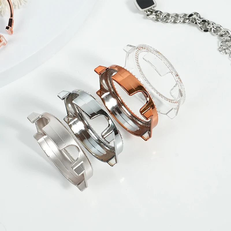 Capa de relógio de silicone para huawei gt4 gt5 pro 41 42mm caixa revestida de diamante prata rosa ouro luz das estrelas capa protetora transparente