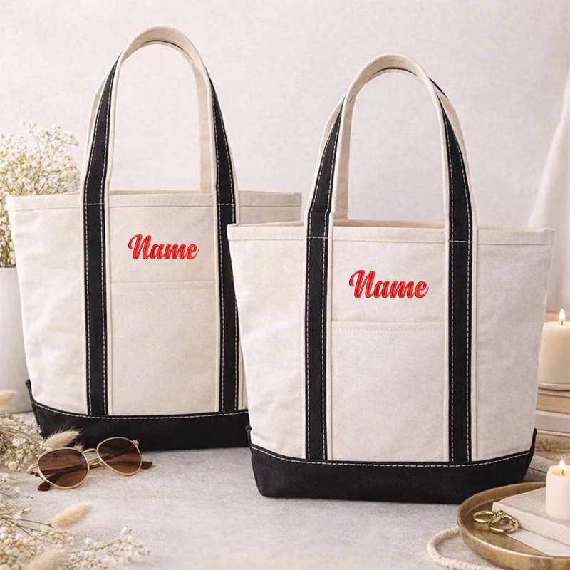 Custom Embroidered Canvas Tote Bag Law Student Bag Fashion Style Shoulder Bags Personalized Canvas Tote Travel Beach Bags