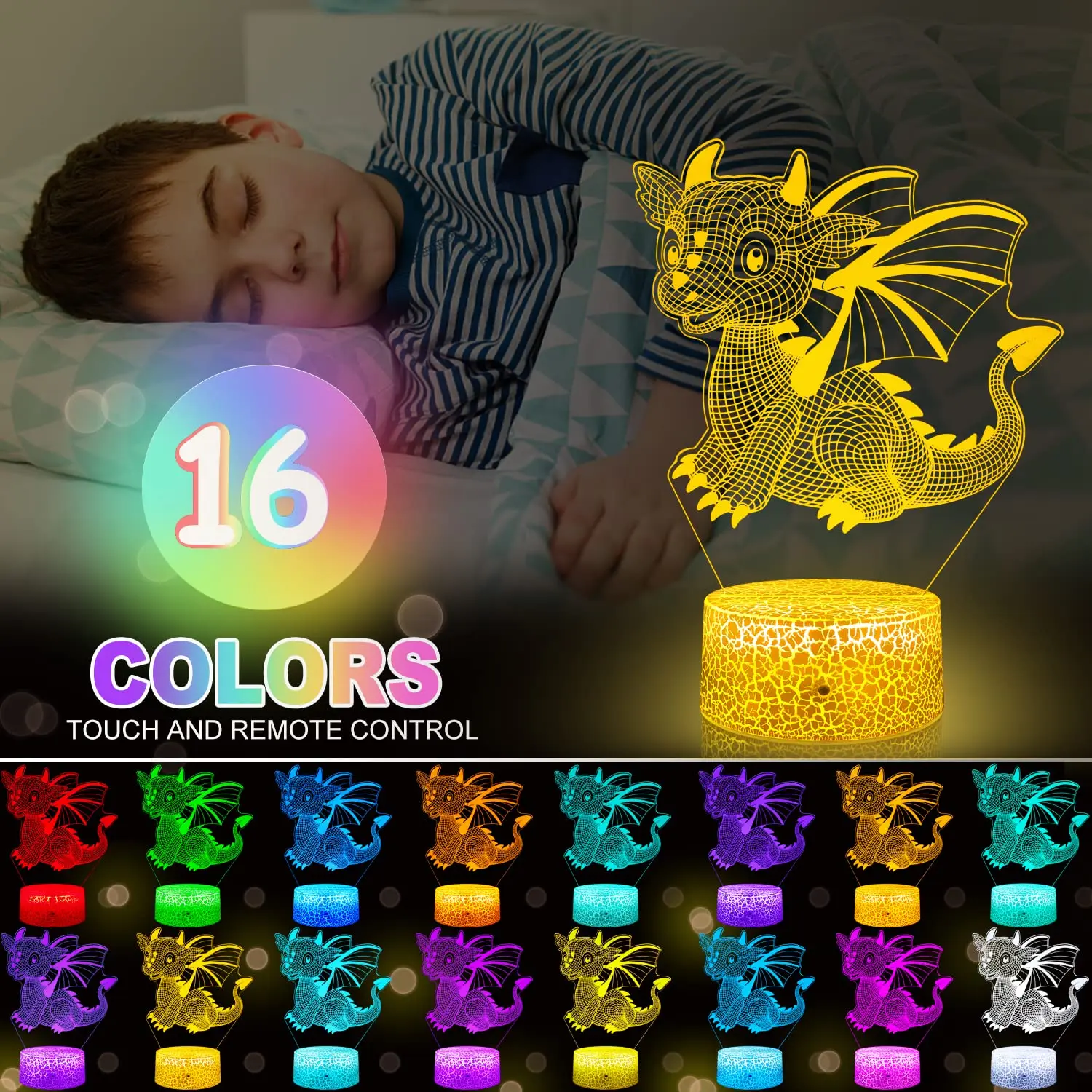 Dragon Night Light Kids Dragon Gifts 16 Colors Changing Dragon Toys as Birthday Christmas Gifts for Boys Girls and Baby