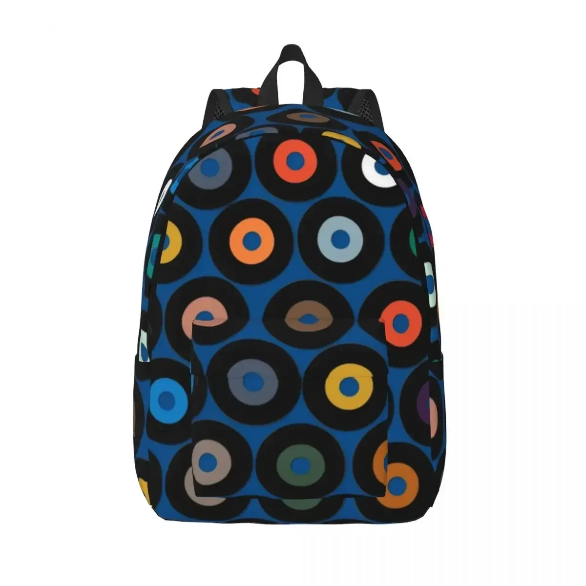 Mochila azul de vinil para meninos e meninas, bolsa escolar retrô para livros de jardim de infância, bolsa primária para presente