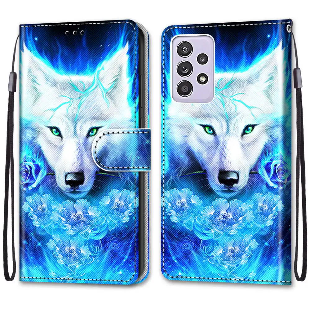 

Pop A52S 5G SM-A528B Case For Samsung Galaxy A52s 5G Cover Cat Painted Leather Flip Case For Samsung A 52s A52 S 5G Phone Cases