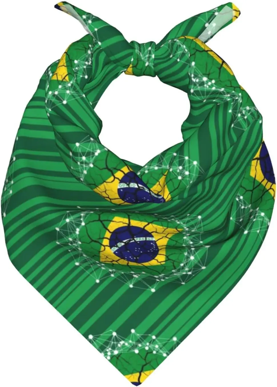 Brazil Flag Crack Tech Green Stripe Neck Gaiter Face Bandana