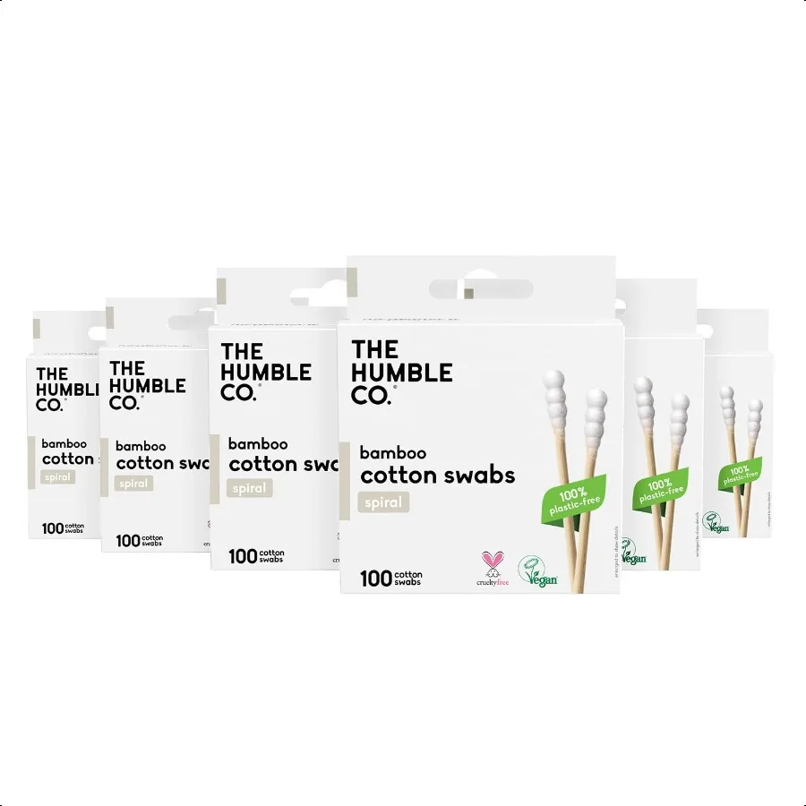 مسحات قطنية من الخيزران عدد 600 مسحات قطنية وأعواد قطنية لمكياج الأذنين والعناية بالحيوانات الأليفة والتنظيف (حلزوني أبيض)