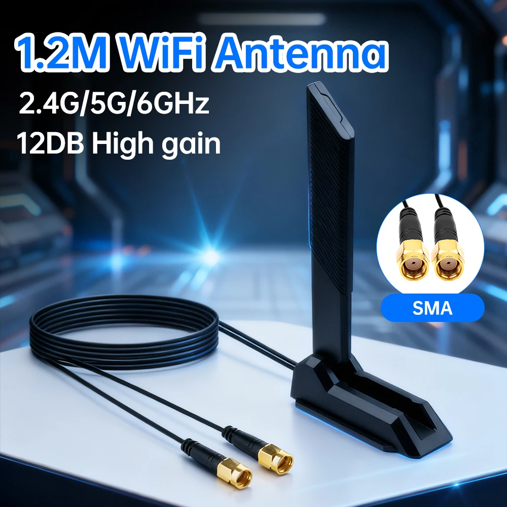 

WiFi 6E External WiFi Antenna 2.4G/5G/6G Magnetic Adjustable 12DBi High gain Signal Receiver