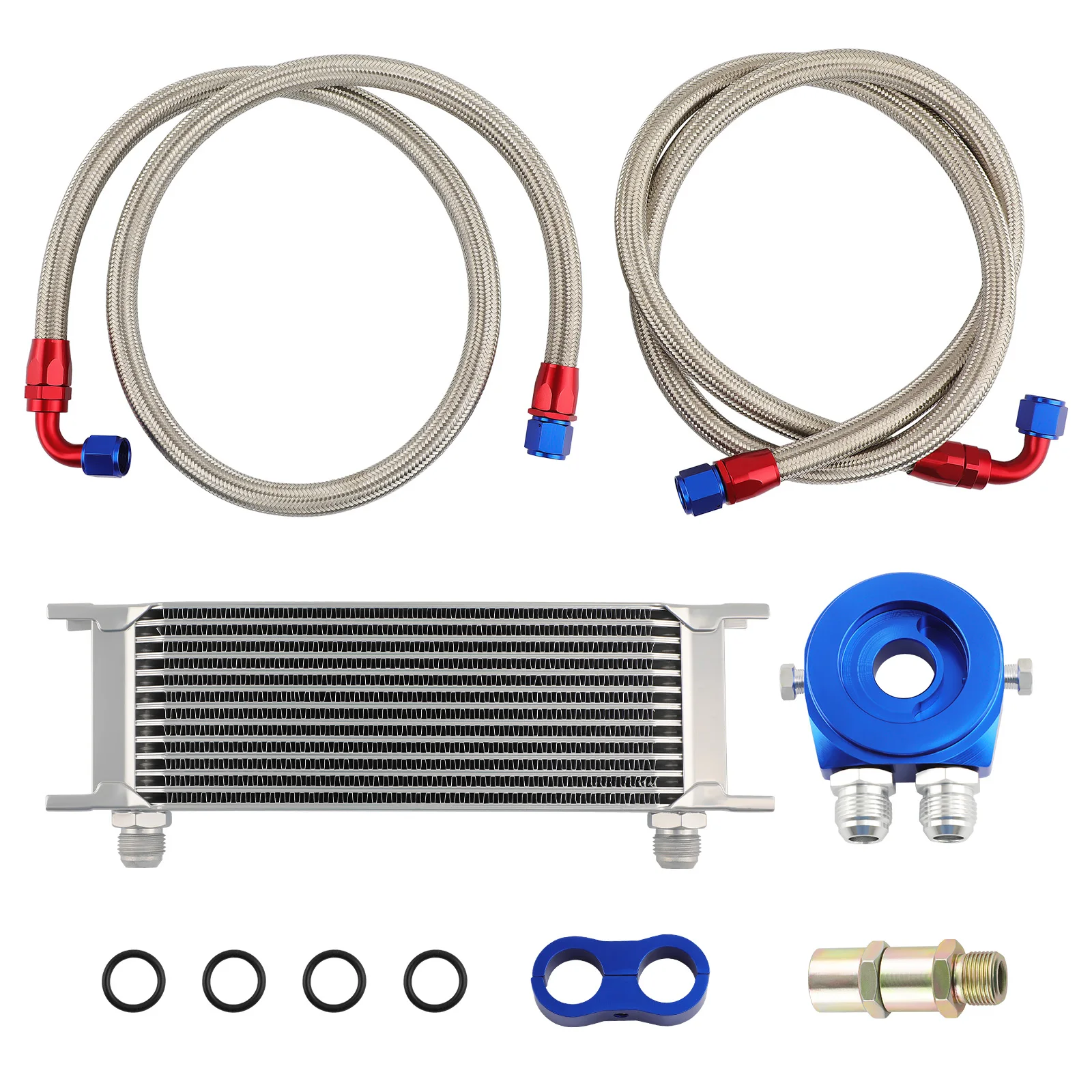 

Universal Aluminum 10AN 13-Row Oil Cooler & Relocation Kit W/ Filter Adapter