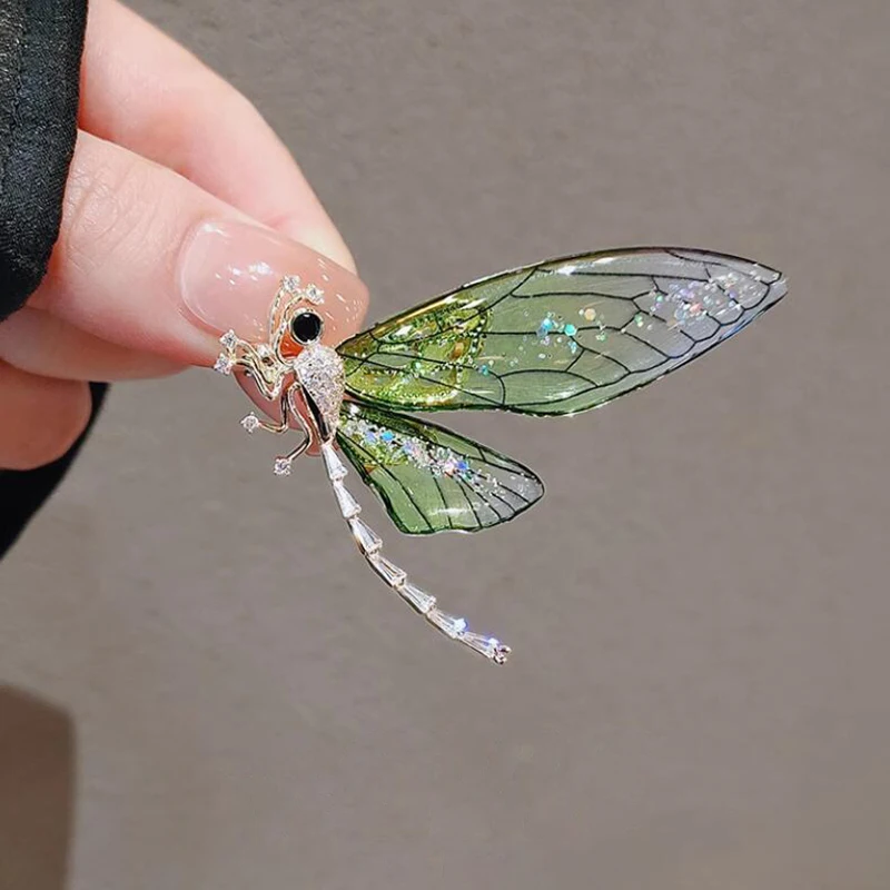 Niche Design Senior Sense Dragonfly Brooch Light Luxury Suit Pin Personality Fashion Corsage Accessories Green Violet 2 Color