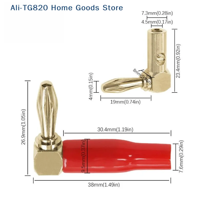 [TG820]4/8Pcs Soft Plastic Shell 90° Connectors 4mm L-shaped Right Angle Banana Plugs For Audio Video & Speaker Systems - view 6