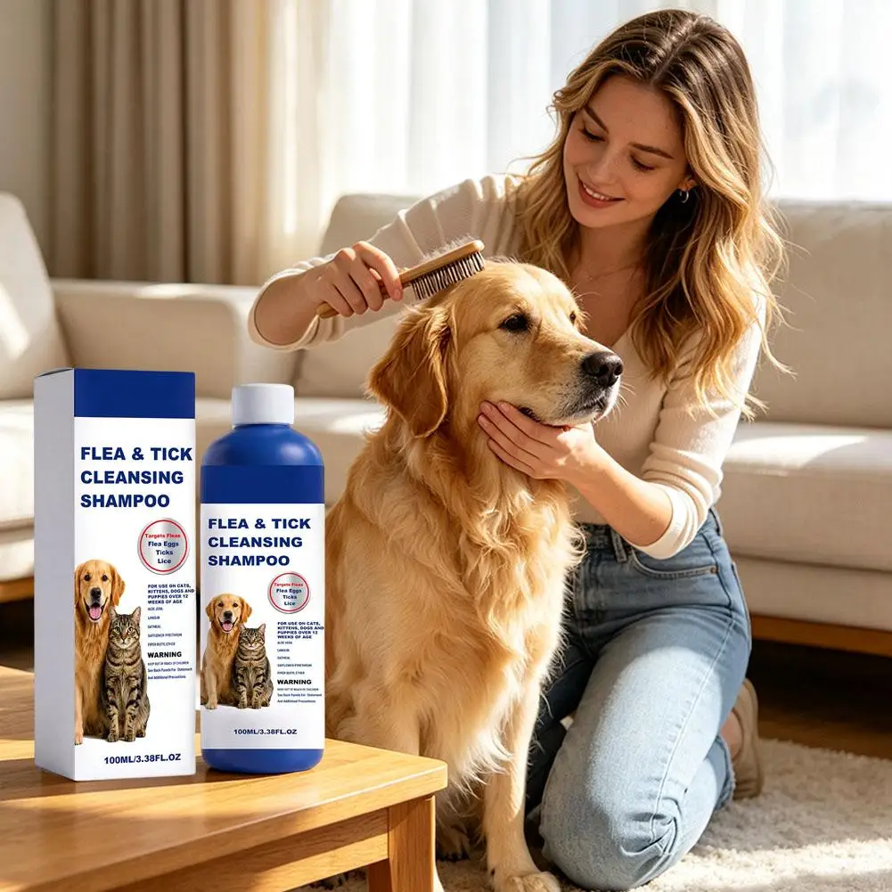 New Gentle Pet Flea Tick Lice Removal Shampoo Smooth Pet Cleaning Deworming Remover Effectively Remove Parasites From Cats Dogs