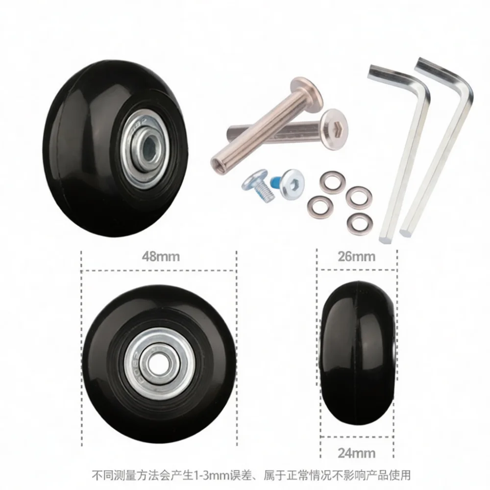 Luggage Casters Rubber Wheels Quiet Wear Resistant Replacement Parts For Suitcase Trolley Repairing Universal Rolling Wheel
