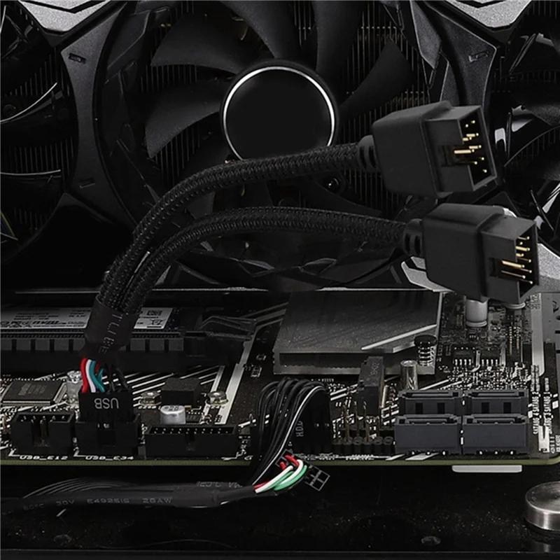 B24B 2 قطعة اللوحة الأم للكمبيوتر USB تمديد كابل 9 دبوس 1 أنثى إلى 2 ذكر Y الفاصل الصوت HD تمديد كابل للكمبيوتر DIY بها بنفسك