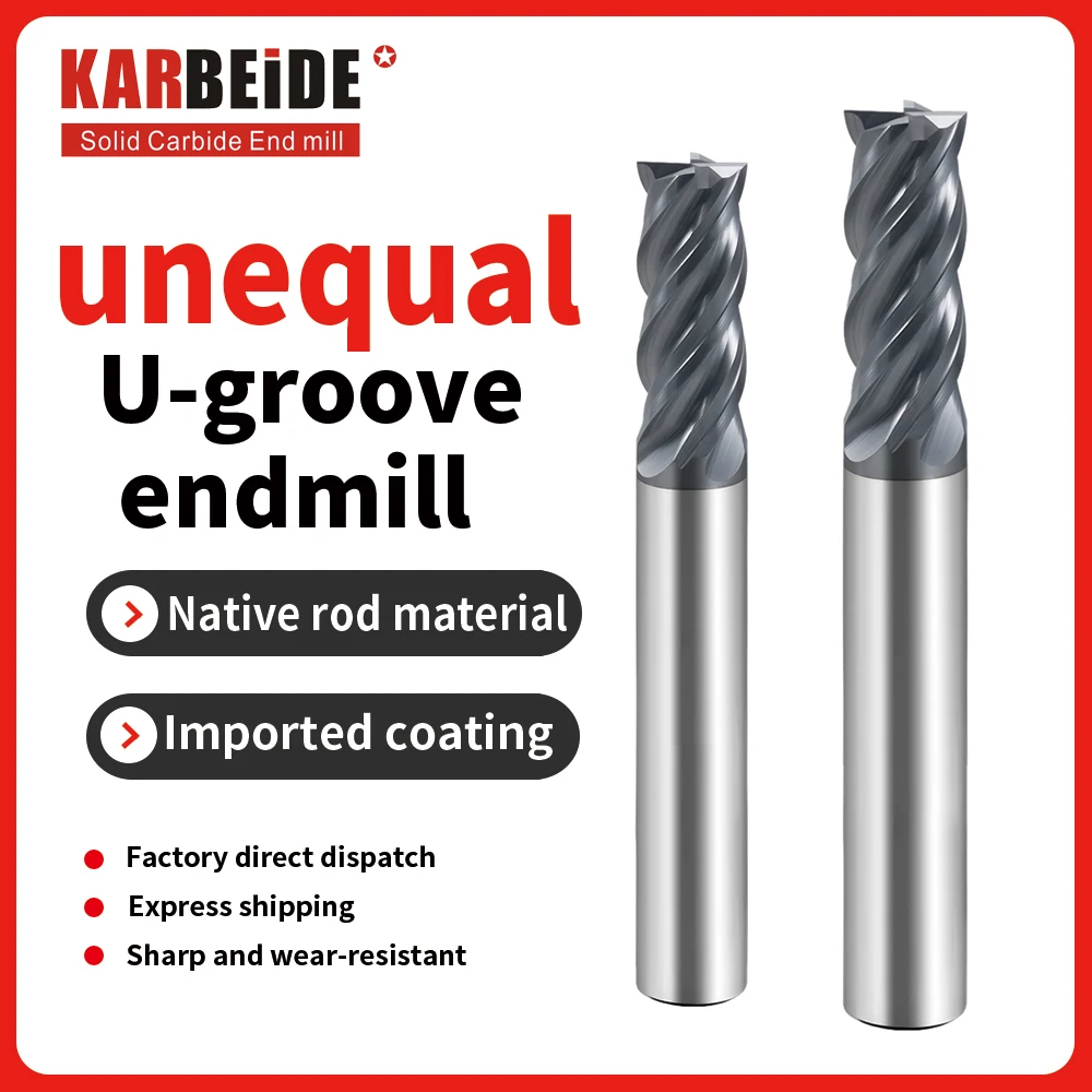 KARBEIDE Carbide Unequal Helix End Mills for Stainless Steel-4 Flute TiALSiN Coated