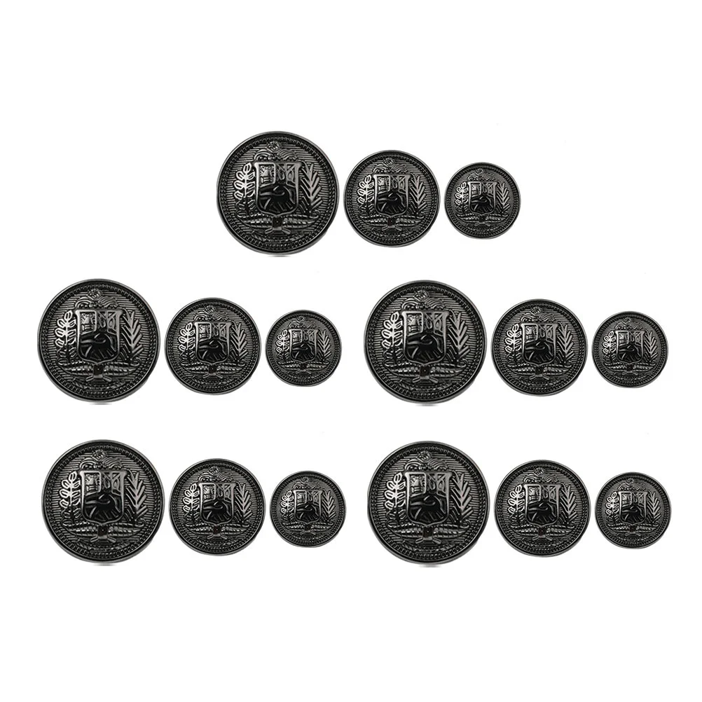 30 Pcs Metal Buttons Shield Pattern Clothes Fasteners Coat Zinc Alloy Windbreaker