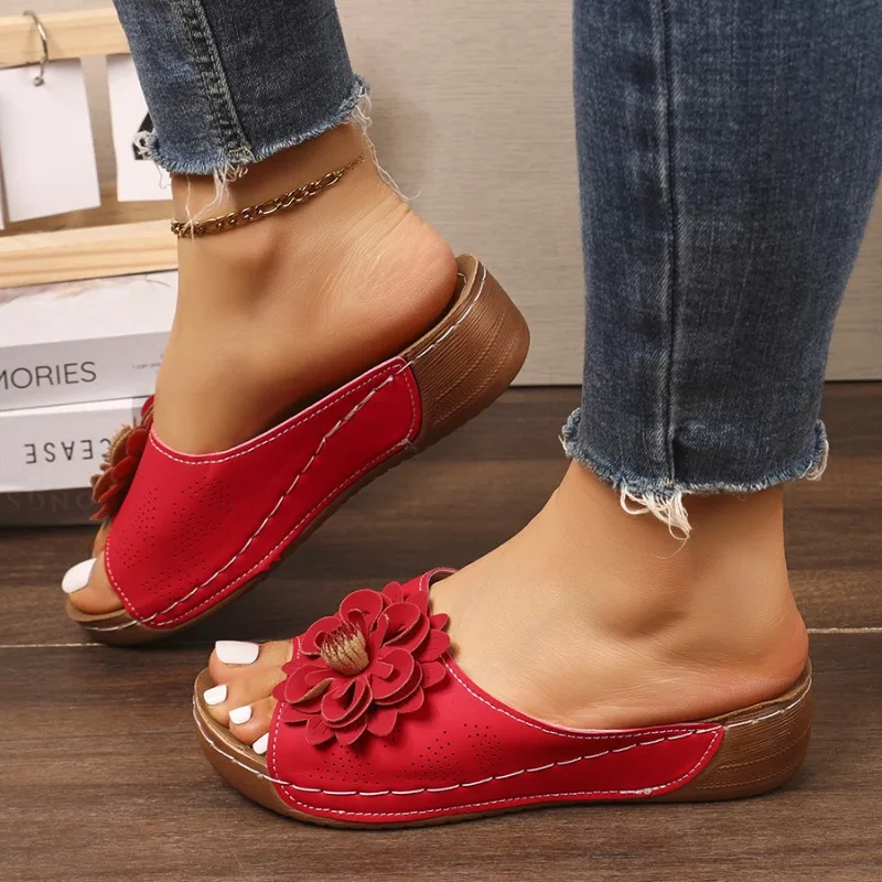 2026 Women's Sandals Cross-border Foreign Trade Large Size Slippers for Women New Spring and Autumn Hollow Wedge Casual Shoes