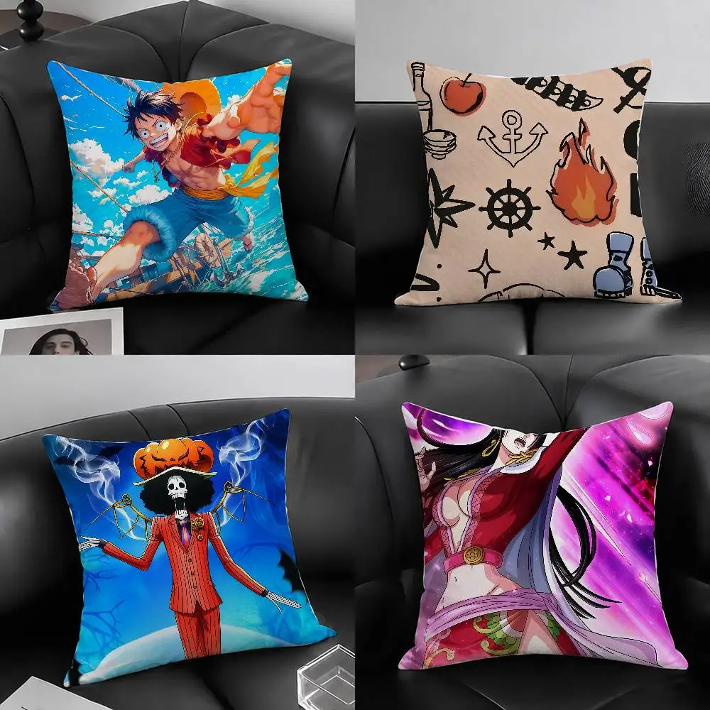 One Piece Monkey D Luffy Anime Plush Pillow Cover Soft Short Plush Cushion Cover For Sofa Bedroom Home Decor Gift Decoration