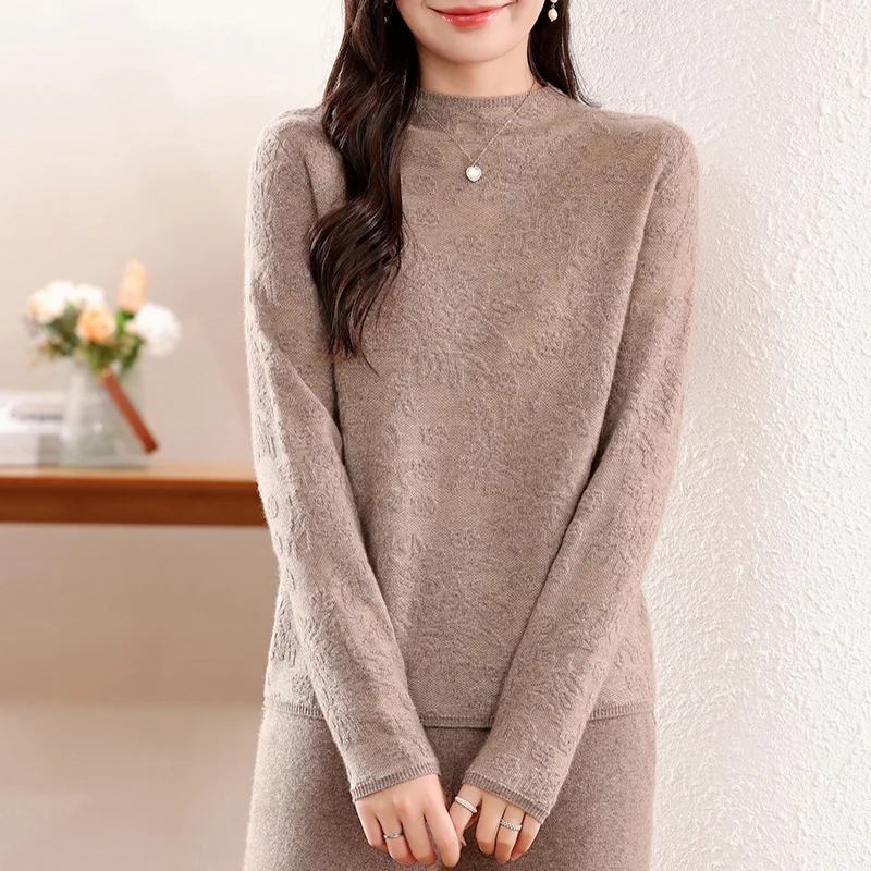 Women\'s Clothing Sales Women\'s Sweater 100% Wool Loose Soft O-neck Knitted Pullovers Design Wool Sweaters