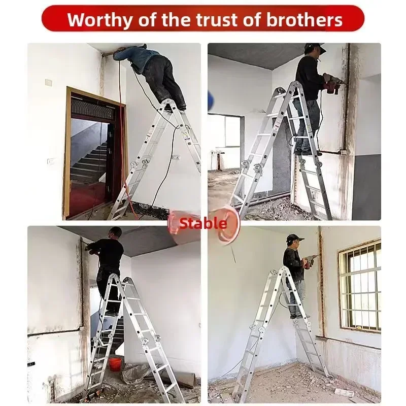 Ladder Thickened Household Folding Staircase Telescopic Ladder Lifting Herringbone Ladder Multifunctional Engineering Portable
