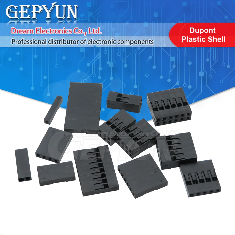 50pcs Dupont Plastic Shell 2.54mm Single /Double Row Dupont Connector 1P/2P/3P/4P/5P/6P/7P/8P/9P/10P 2*4pin/2*5pin Housing