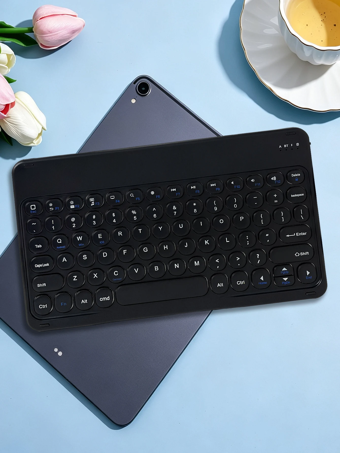 Round Hat Silent Retro Mini Wireless Keyboard Compatible with iPad Computer Phone Tablet view 2