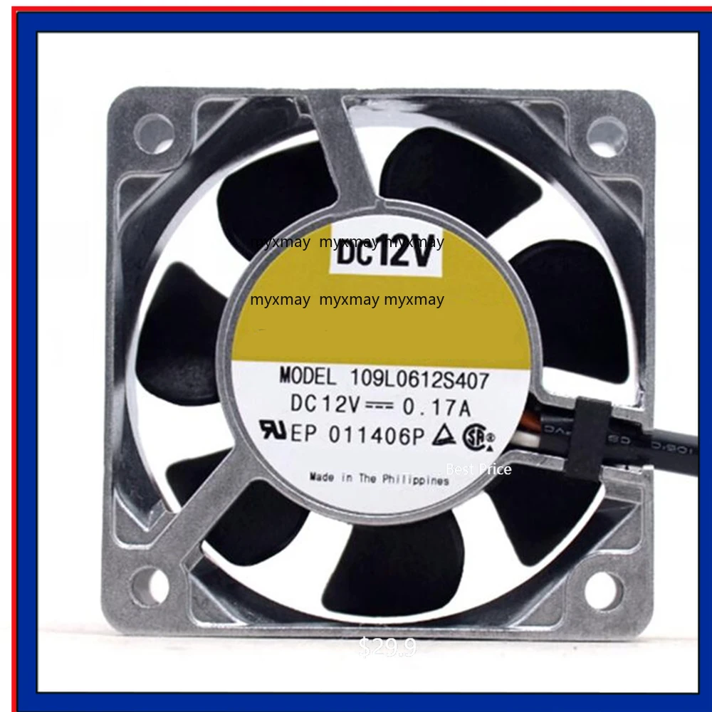 

Cooling Fan 109L0612S407 DC 12V 0.17A 2.04W 4750RPM 6cm 6025 60x60x25mm 2-Wires