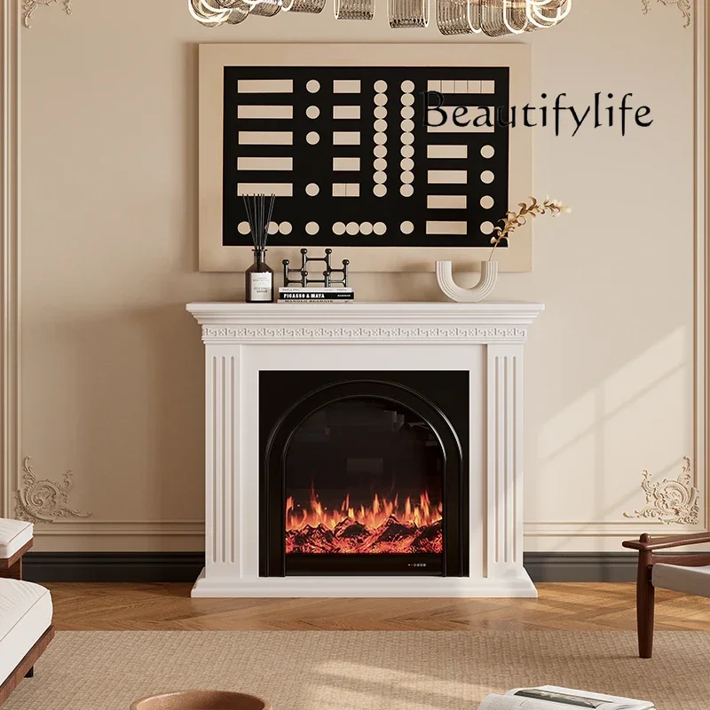 Nuevo N chimenea calefactora de estilo medieval francés, decoración de fuego simulado tallada europea, porche