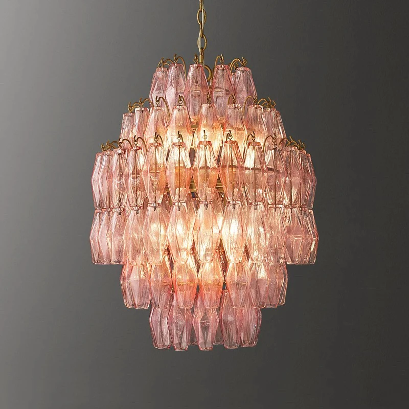 

Creative Postmodern Light Luxury Copper Glass Chandelier Suitable for Dining Rooms Bedrooms Villas Living Room Lighting Fixtures