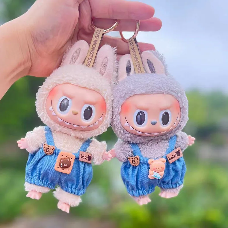 

Cute 17cm Doll'S Clothes Bear Bib Pants Hoodie Accessories Plush Korea Kpop Exo 3 Styles Jumpsuit Clothing for Labubu Idol Dolls