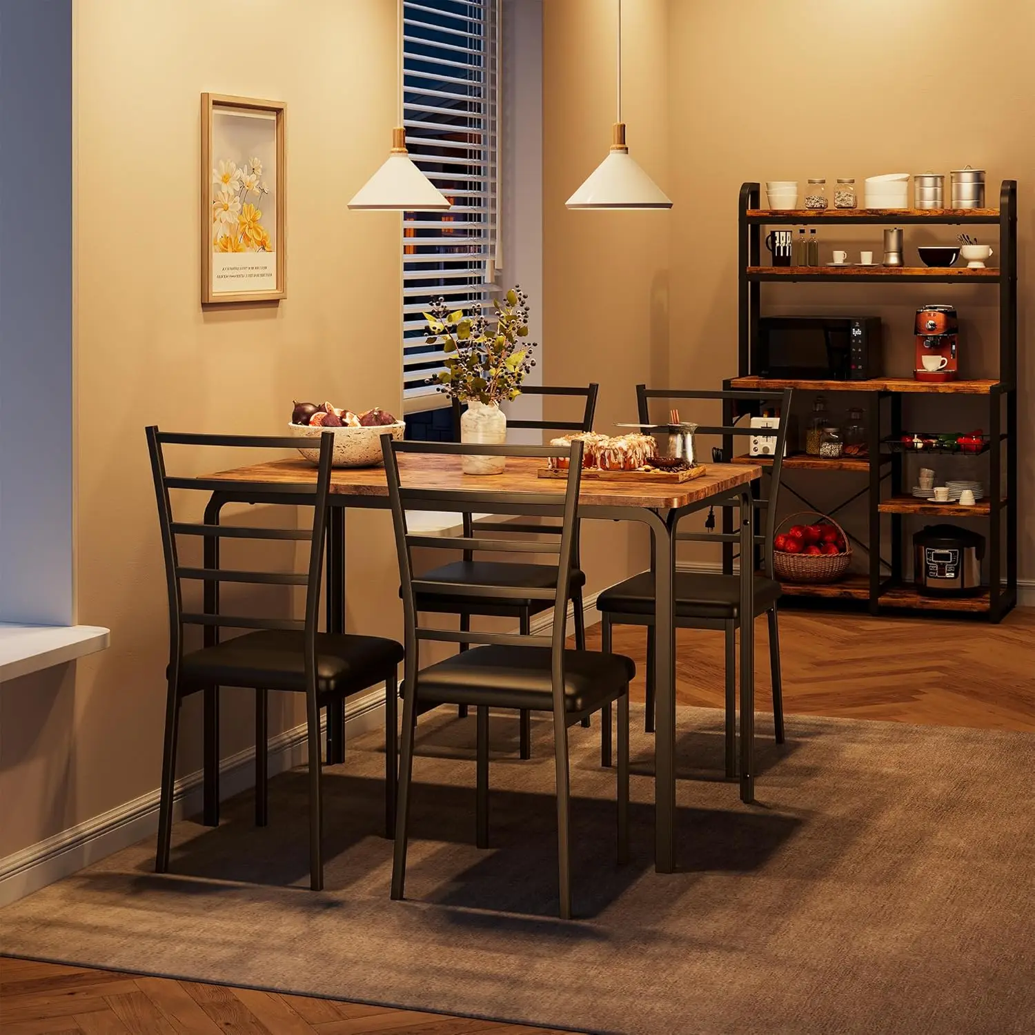 

Кухонный обеденный стол из 5 предметов, набор стульев для небольшого пространства, современный домашний обеденный набор на 4 человека, квадратный обеденный стол для столовой