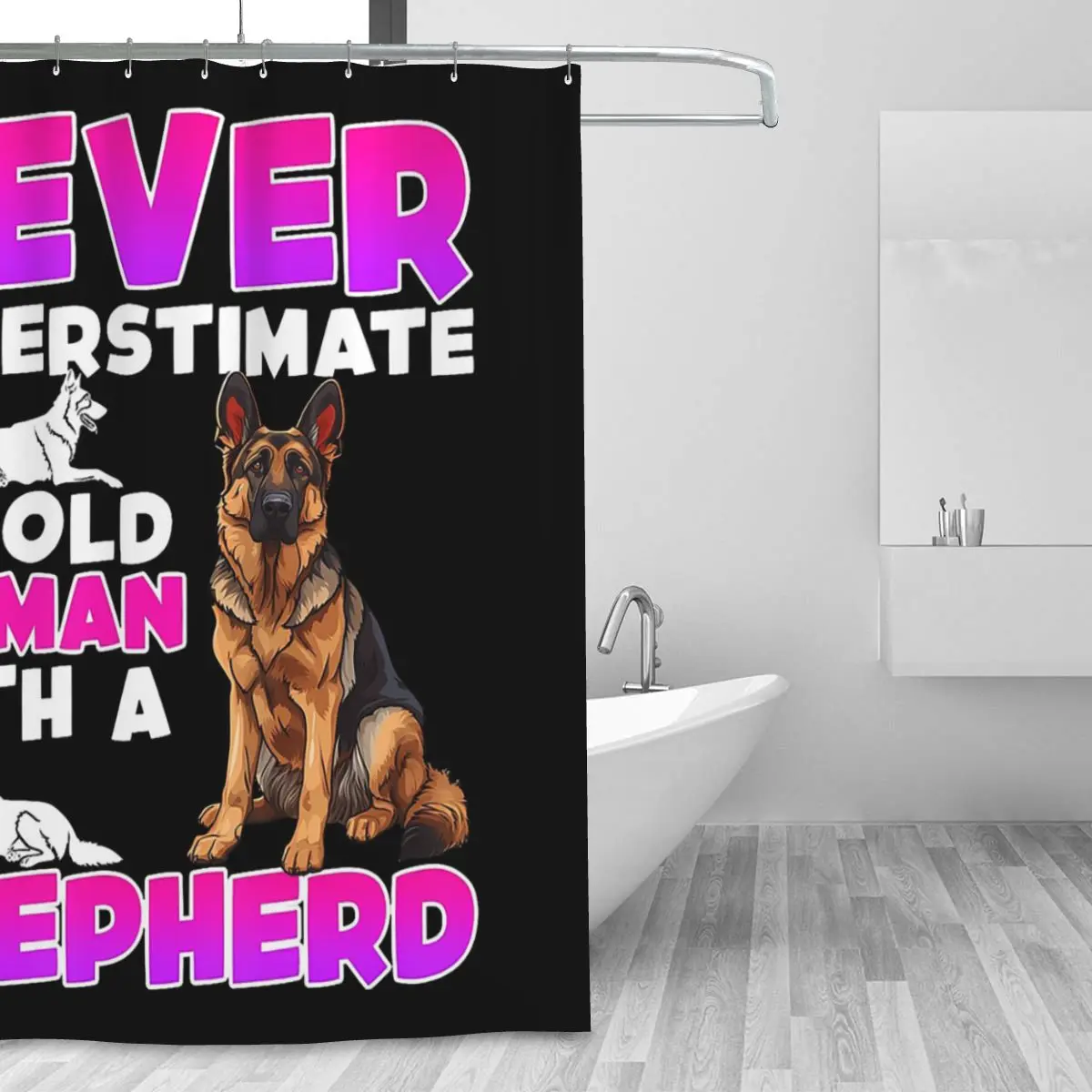 Dog Granny Never Underestimate An Old Woman German Shepherd Shower Curtain Bathroom Waterproof Bath Curtains with Hooks