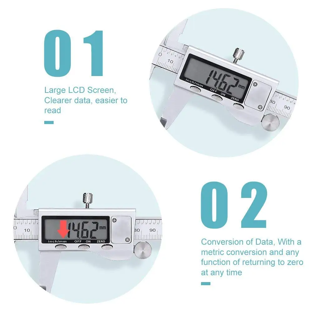 For 150/200/300MM Stainless Steel Electronic Digital Vernier Caliper Micrometer Measuring Tool Caliper Metal Digital Caliper