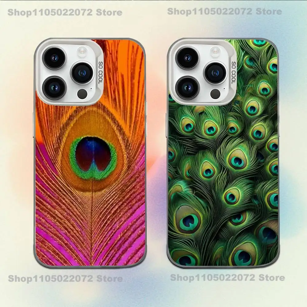 

Gorgeous Peacock Feather Phone Case For iPhone XR,17,16,15,14,13,12,11,X,Mini,Pro,E,MAX White Candy Matte Shockproof Cover