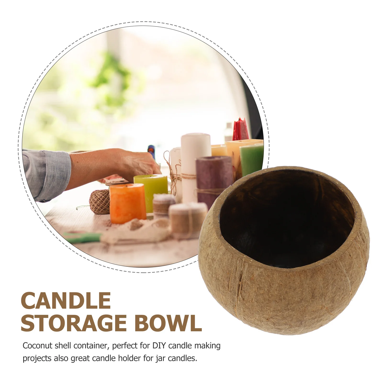حامل قشرة جوز الهند المزخرف، كوب شمع معطر، أوعية تخزين لتزيين غرفة النوم والشاطئ #1