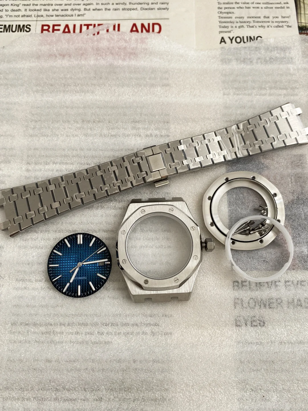 

41MM Oak Case Sapphire Modified Mechanical Accessories NH35 Movement Watch Case Full Set + Dial + Hand