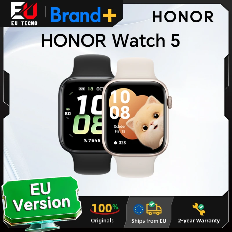 Globalna wersja HONOR Watch 5 Smartwatch Precyzyjne śledzenie GPS Szybka kontrola stanu zdrowia Duży wyświetlacz 1,85 cala Obsługa GPS IP68