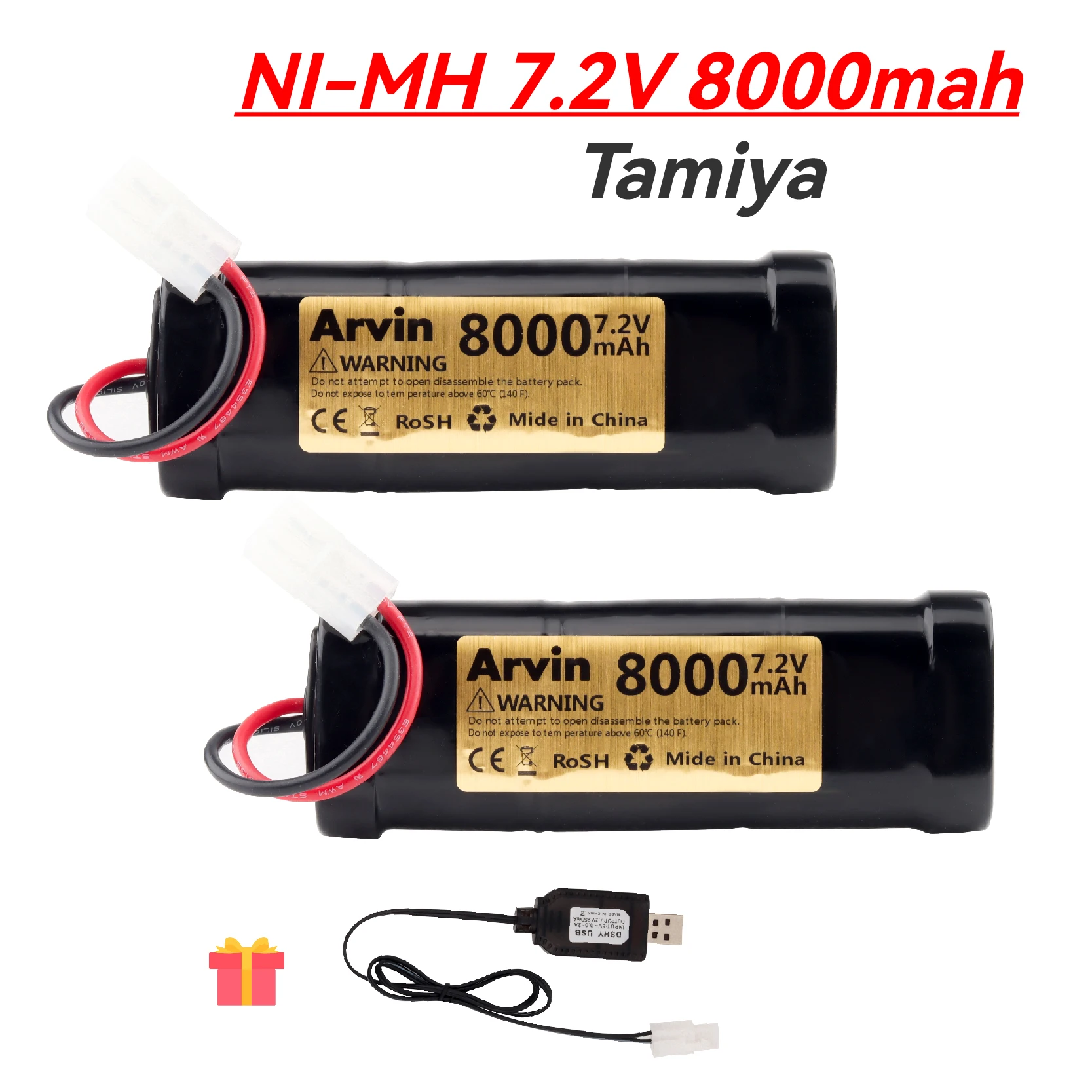 

NiMH 7.2v 8000mAh Replacement RC Battery with Tamiya +usb Discharge Connector for RC toys Racing Cars Boat Aircraft