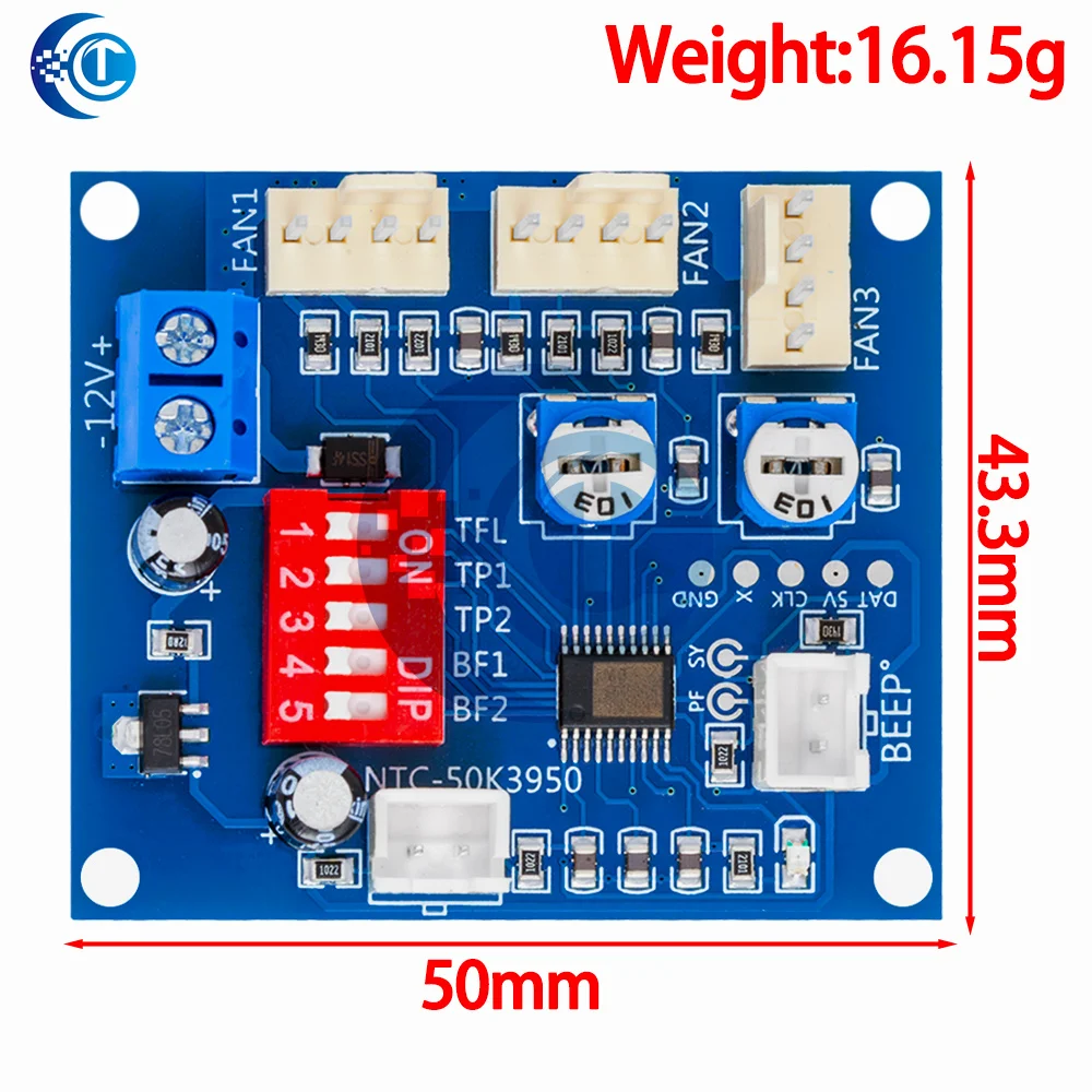 DC 12V 5A PWM PC CPU 선풍기 온도 제어 속도 컨트롤러 모듈 부저 고온 경보 NTC B 3950 서미스터 50K