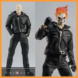 1/12 Scale Male Soldier Terminator Punk Motorcycle Jacket Leather Coat Pants Set for 6-inch Romankey NW Strong Body