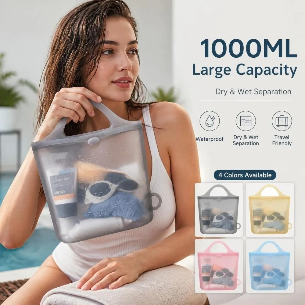 Waterproof Travel Bag Toiletry Bag 1000ml Capacity Leakproof Waterproof Swim Bag Fresh Keeping Dry Wet Separation