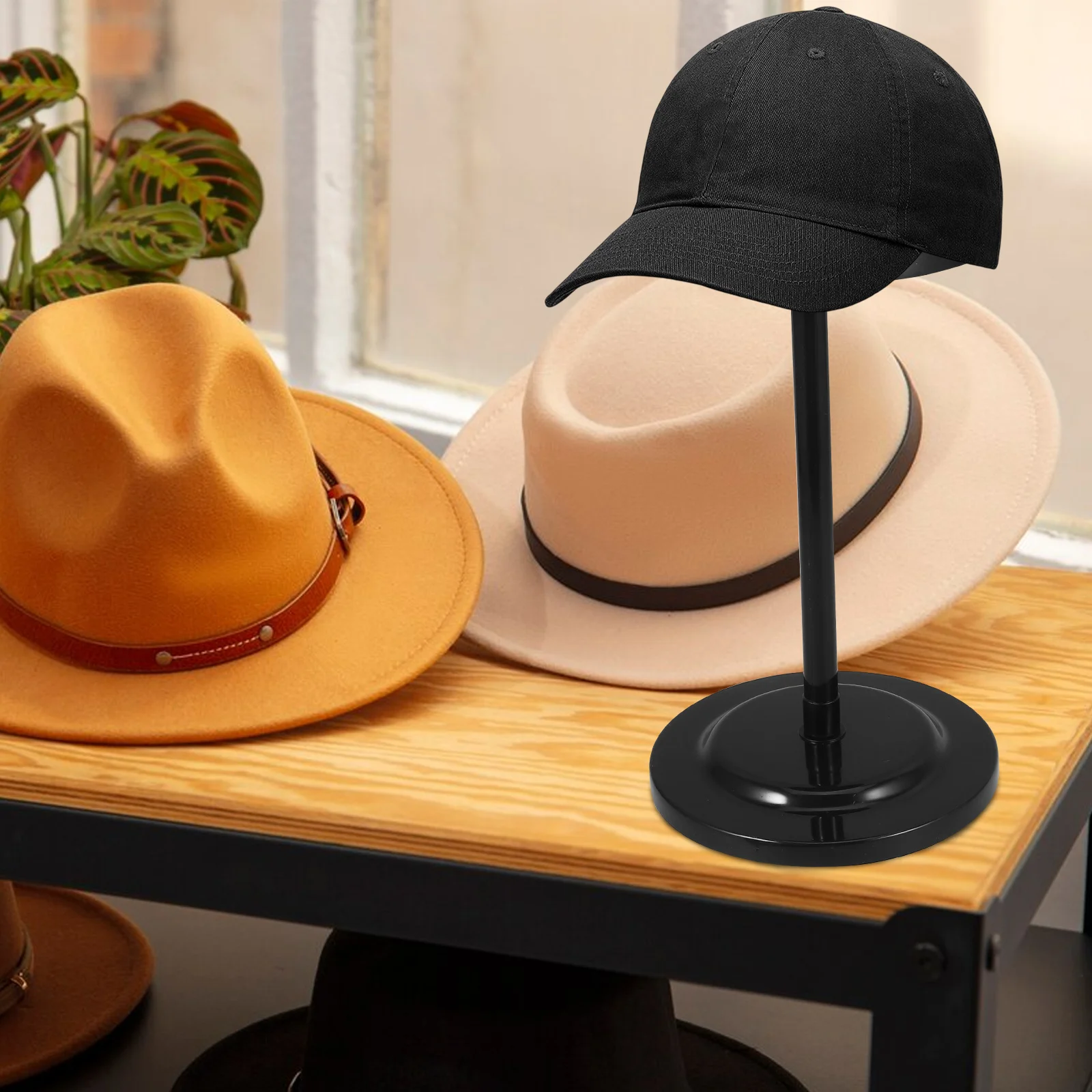 

Portable Telescopic Hat Stand Adjustable Display Holder Retail Accessory Stable Structure Sleek Finish for Various Hats and