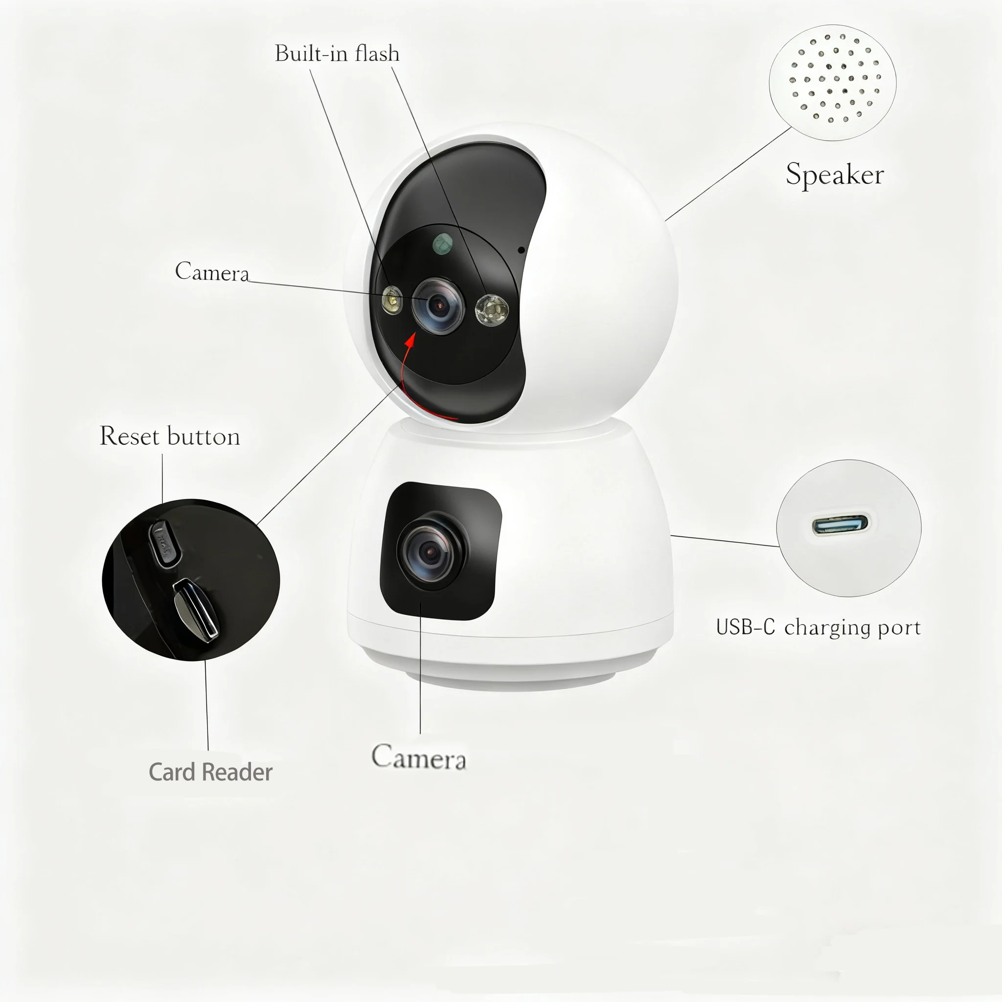 

Умная купольная камера для дома, Wi-Fi камера безопасности, двусторонняя аудиосвязь, ночное видение, обнаружение движения, IP65, водонепроницаемая, для ухода за детьми и пожилыми людьми