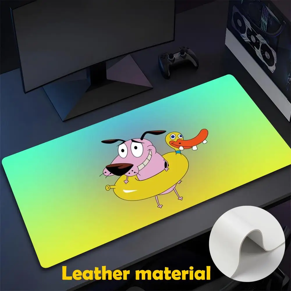 Cartoon Courage T-the C-cowardly Dogs Mouse Pad Large Gaming Pad XXL Desk Mat Non Slip Double Sided PU Game Mouse Computer Leath